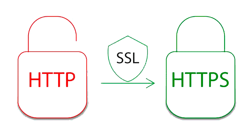 Сравнение HTTP и HTTPS: красный замок без защиты и зелёный замок с SSL-сертификатом