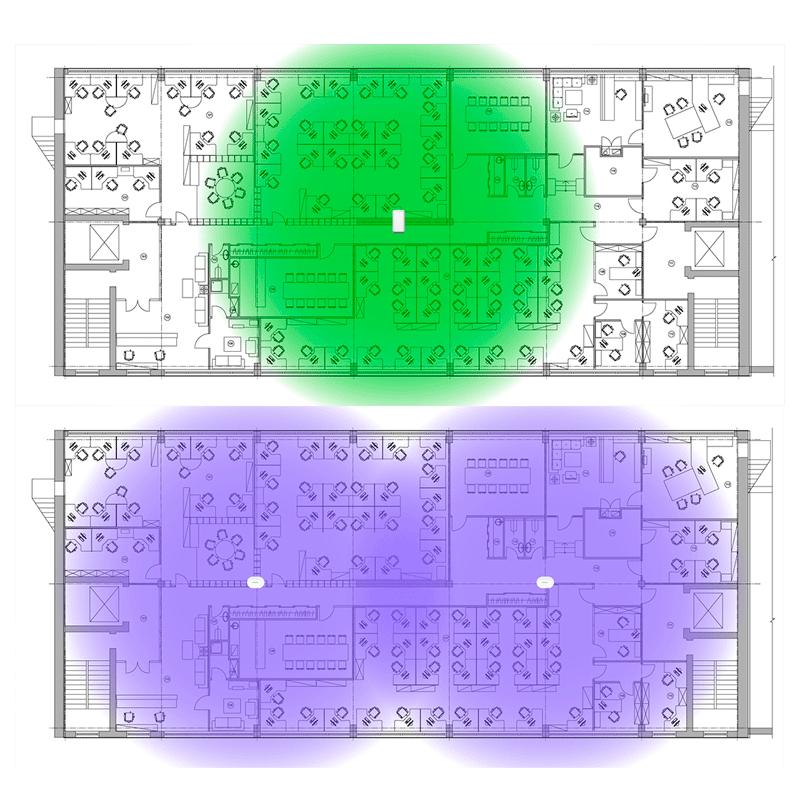 Схема распределения трафика между несколькими точками доступа Wi-Fi в офисном помещении
