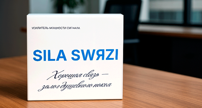Упаковка усилителя сигнала SiLA SWЯZi с надписью 'Хорошая связь - залог душевного покоя