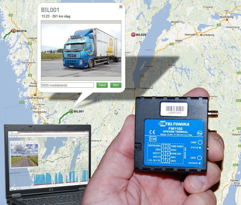 GPS трекер Teltonika FM1100 для отслеживания грузового транспорт