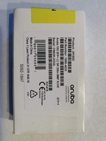 Трансивер Aruba 10G SFP+ LC SR 300m MMF XCVR фото 3