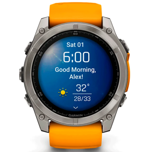 Смарт-часы Garmin Fenix 8 51 мм AMOLED сапфир/оранжевый, силикон фото 4