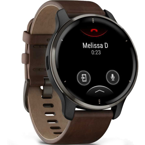 Смарт-часы Garmin Venu 2 Plus 43 мм AMOLED черный/кожа фото 2