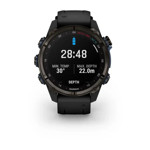 Смарт-часы Garmin Descent Mk3i 43 мм AMOLED сапфир/карбоново-серый DLC титан, черный силикон фото 3