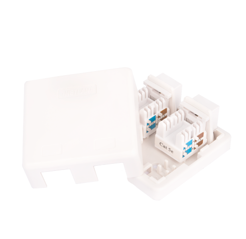 Настенная розетка NETLAN, 2 порта, Кат.5e (Класс D), 100МГц, RJ45/8P8C, 110, T568A/B, неэкранированная, белая фото 2
