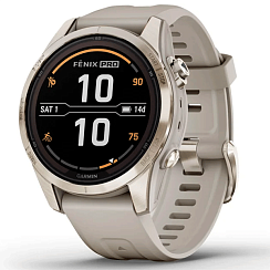 Смарт-часы Garmin Fenix 7S Pro 42 мм Solar сапфир/песочный, силикон