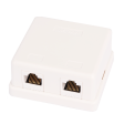 Настенная розетка NETLAN, 2 порта, Кат.5e (Класс D), 100МГц, RJ45/8P8C, 110, T568A/B, неэкранированная, белая фото 1