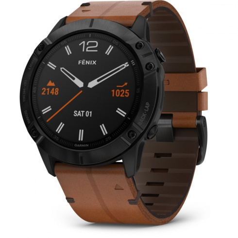 Смарт-часы Garmin Fenix 6X Sapphire DLC черный/коричневый фото 4