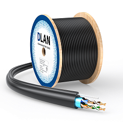 Кабель сетевой DLAN F/UTP-5e 4x2x0,5 PE с тросом, внешний 305м