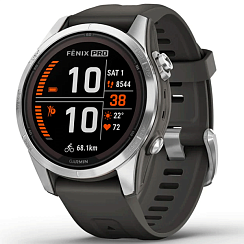 Смарт-часы Garmin Fenix 7S Pro 42 мм AMOLED стекло/серый, графитовый силикон