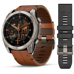 Смарт-часы Garmin Fenix 8 51 мм AMOLED сапфир/ каштановый, кожа