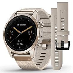 Смарт-часы Garmin Epix Gen 2 Pro 42 мм AMOLED сапфир/песочный, светлый нейлон