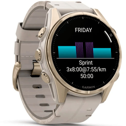 Смарт-часы Garmin Fenix 8 43 мм AMOLED сапфир/золотой, кожа фото 13