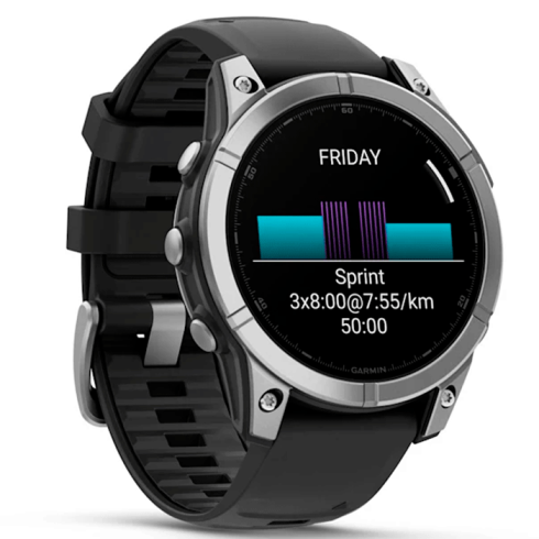 Смарт-часы Garmin Fenix E 47 мм AMOLED нержавеющая сталь, темный силикон фото 2