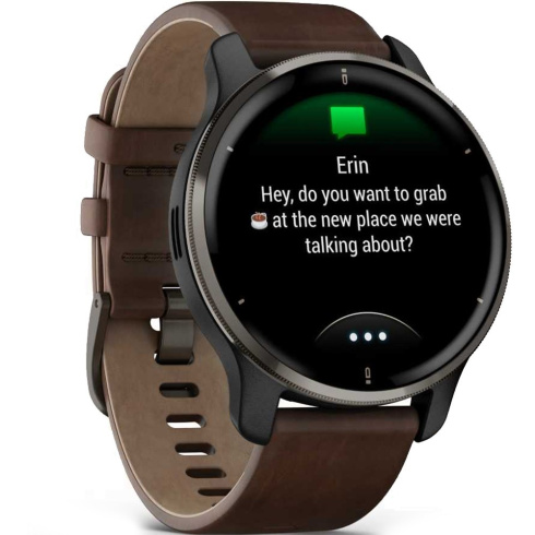 Смарт-часы Garmin Venu 2 Plus 43 мм AMOLED черный/кожа фото 6