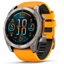 Смарт-часы Garmin Fenix 8 51 мм AMOLED сапфир/оранжевый, силикон
