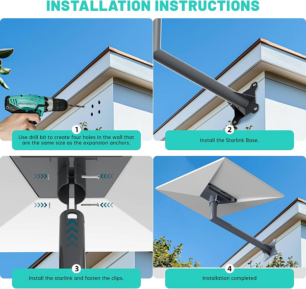 Комплект для настенного крепления Starlink v3 и v4 Комплект для настенного крепления Starlink v3 и v4