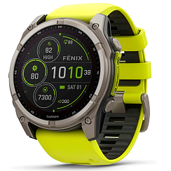 Смарт-часы Garmin Fenix 8 51 мм Solar сапфир/светло-зеленый, силикон