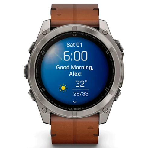 Смарт-часы Garmin Fenix 8 51 мм AMOLED сапфир/ каштановый, кожа фото 9