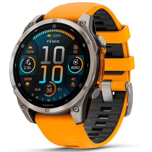 Смарт-часы Garmin Fenix 8 47 мм AMOLED сапфир/оранжевый, силикон фото 1
