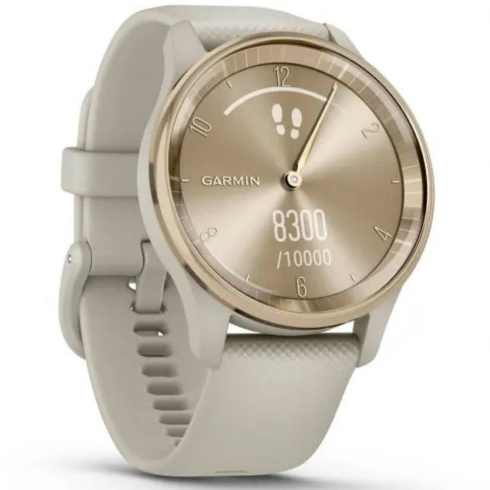 Смарт-часы Garmin Vivomove Trend, стекло/полимер, кремовое золото/серый силикон фото 3
