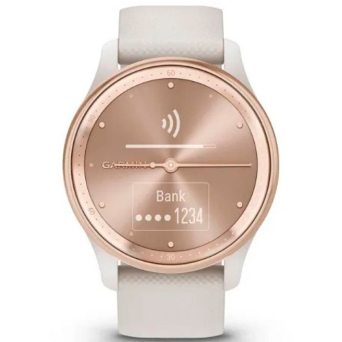 Смарт-часы Garmin Vivomove Trend, стекло/полимер, золото/слоновая кость силикон фото 2