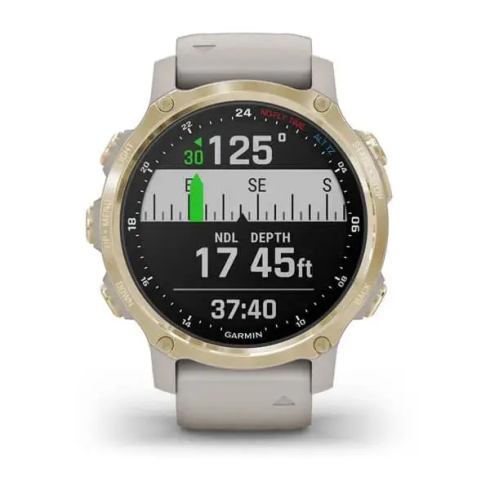 Смарт-часы Garmin Descent Mk2S 42 мм AMOLED сапфир/светлое золото, силикон фото 2
