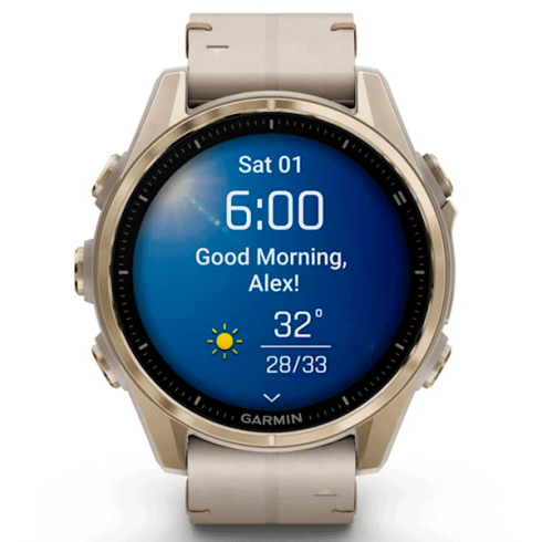 Смарт-часы Garmin Fenix 8 43 мм AMOLED сапфир/золотой, кожа фото 9
