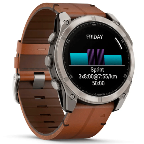 Смарт-часы Garmin Fenix 8 51 мм AMOLED сапфир/ каштановый, кожа фото 10