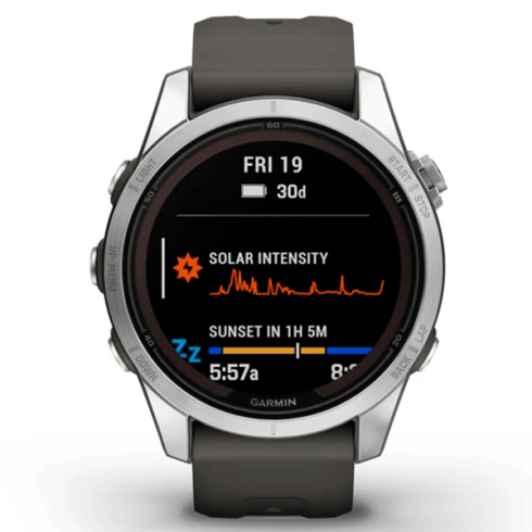 Смарт-часы Garmin Fenix 7S Pro 42 мм AMOLED стекло/серый, графитовый силикон фото 10