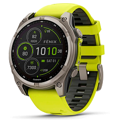 Смарт-часы Garmin Fenix 8 47 мм Solar сапфир/светло-зеленый, силикон