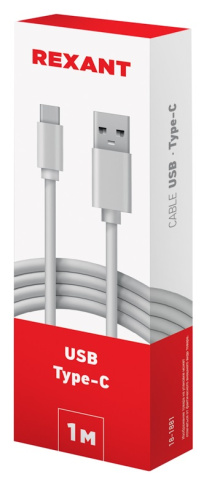 Кабель Rexant USB 3.1 type C -USB 2.0 1м белый фото 3