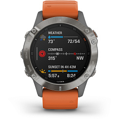 Смарт-часы Garmin Fenix 6 Sapphire серый/оранжевый