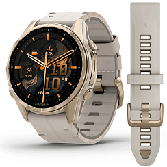 Смарт-часы Garmin Fenix 8 43 мм AMOLED сапфир/золотой, кожа