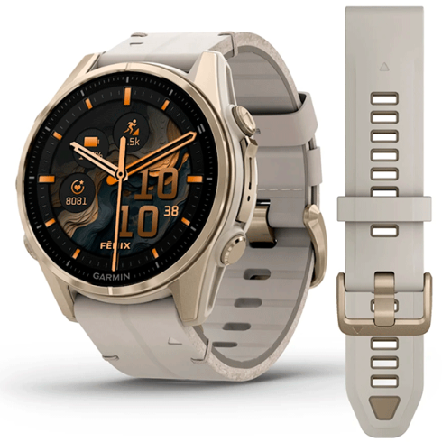 Смарт-часы Garmin Fenix 8 43 мм AMOLED сапфир/золотой, кожа фото 1