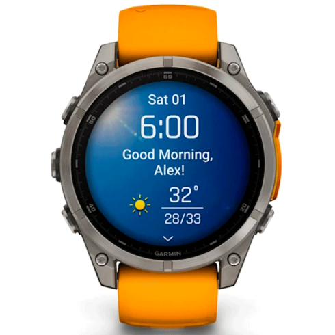 Смарт-часы Garmin Fenix 8 47 мм AMOLED сапфир/оранжевый, силикон фото 8
