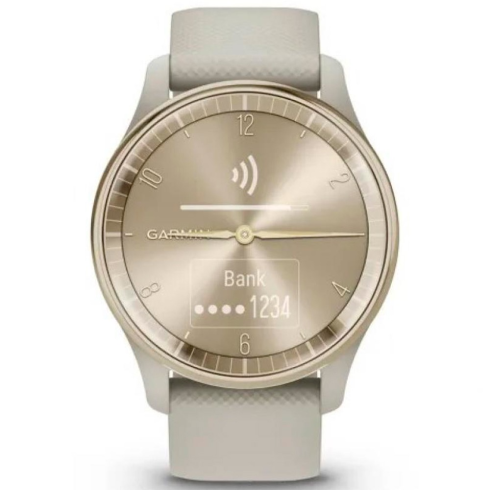 Смарт-часы Garmin Vivomove Trend, стекло/полимер, кремовое золото/серый силикон фото 2
