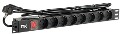 Блок распределения питания ITK PH12-8D1-P PDU 8 розеток нем. стандарт с LED выключателем, 1U, кабель 2м вилка нем. стандарт