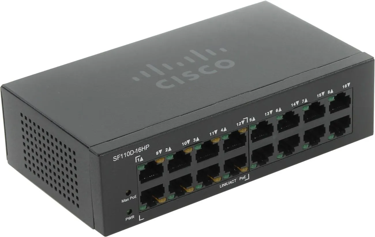 Коммутатор Cisco SF110D-16HP-EU SF110D-16HP-EU - цена, купить на wifi.kz