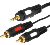 Кабель Rexant 3.5мм - 2 RCA Gold 3м